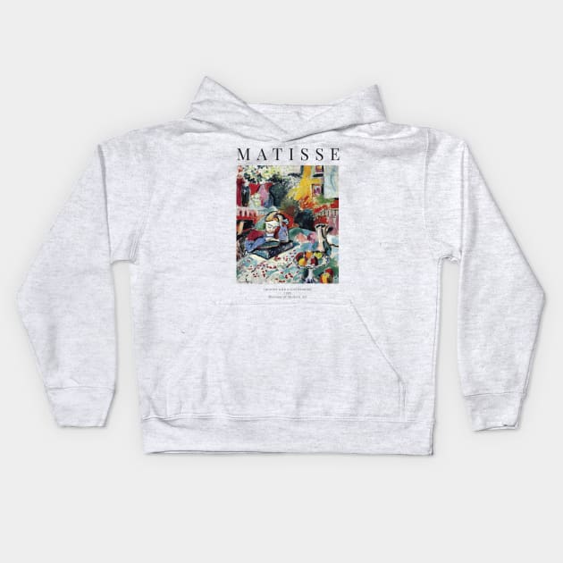 Henri Matisse - Interior with a Girl Reading - Exhibition Poster Kids Hoodie by studiofrivolo